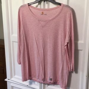 Women’s Carhartt 3/4 sleeve heather pink tee L